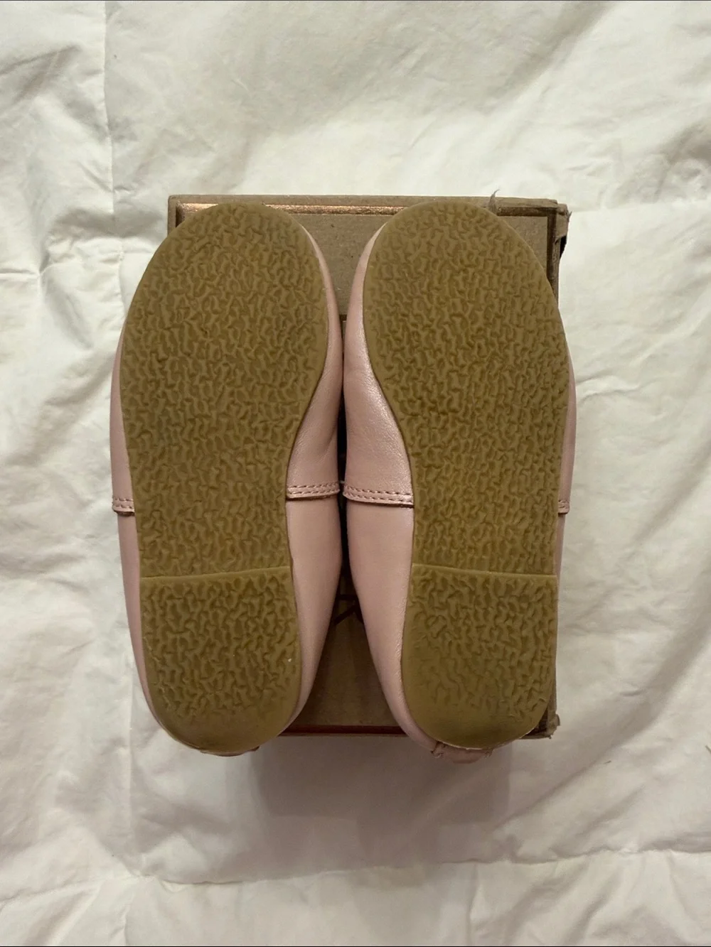 L'Amour Girls' Ballet Flats in Pale Pink with Bow Size 7